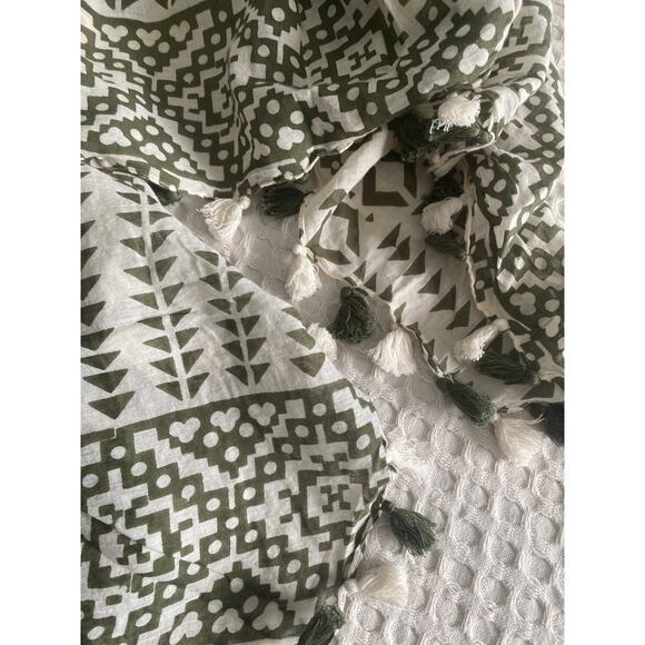 Lovestitch Olive Green Tribal Print Tassel Maxi Dress Handkerchief Hem S/M NEW - Picture 4 of 10